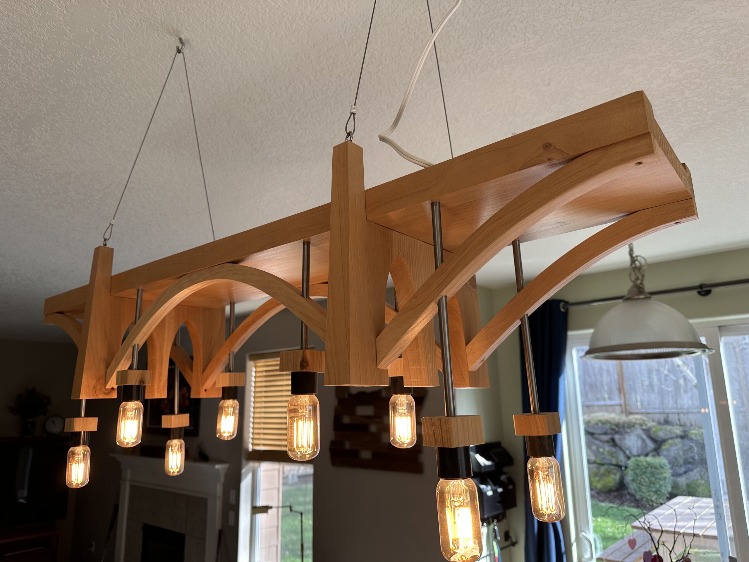 Cedar chandelier designed and constructed by Michael