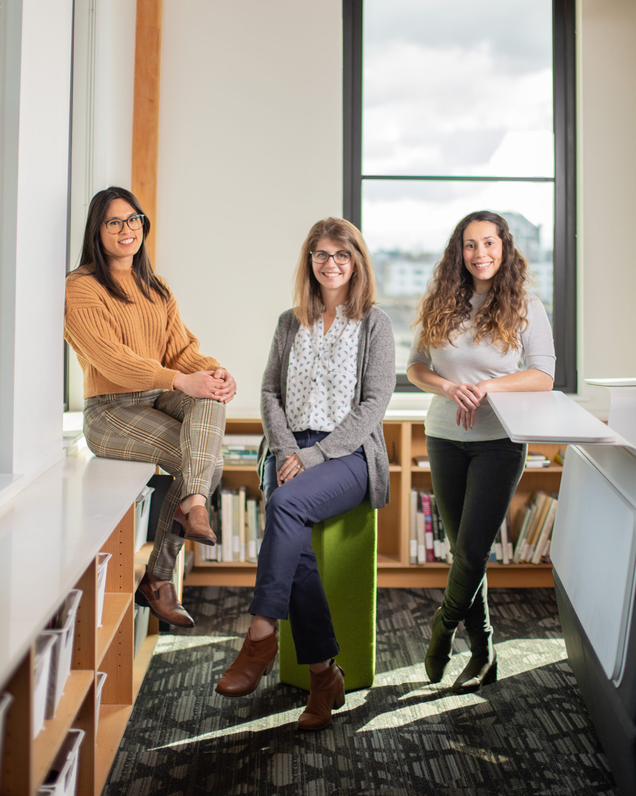 Amanda Lunger, Stephanie Hollar, and Elisa Zenk in the Portland office.