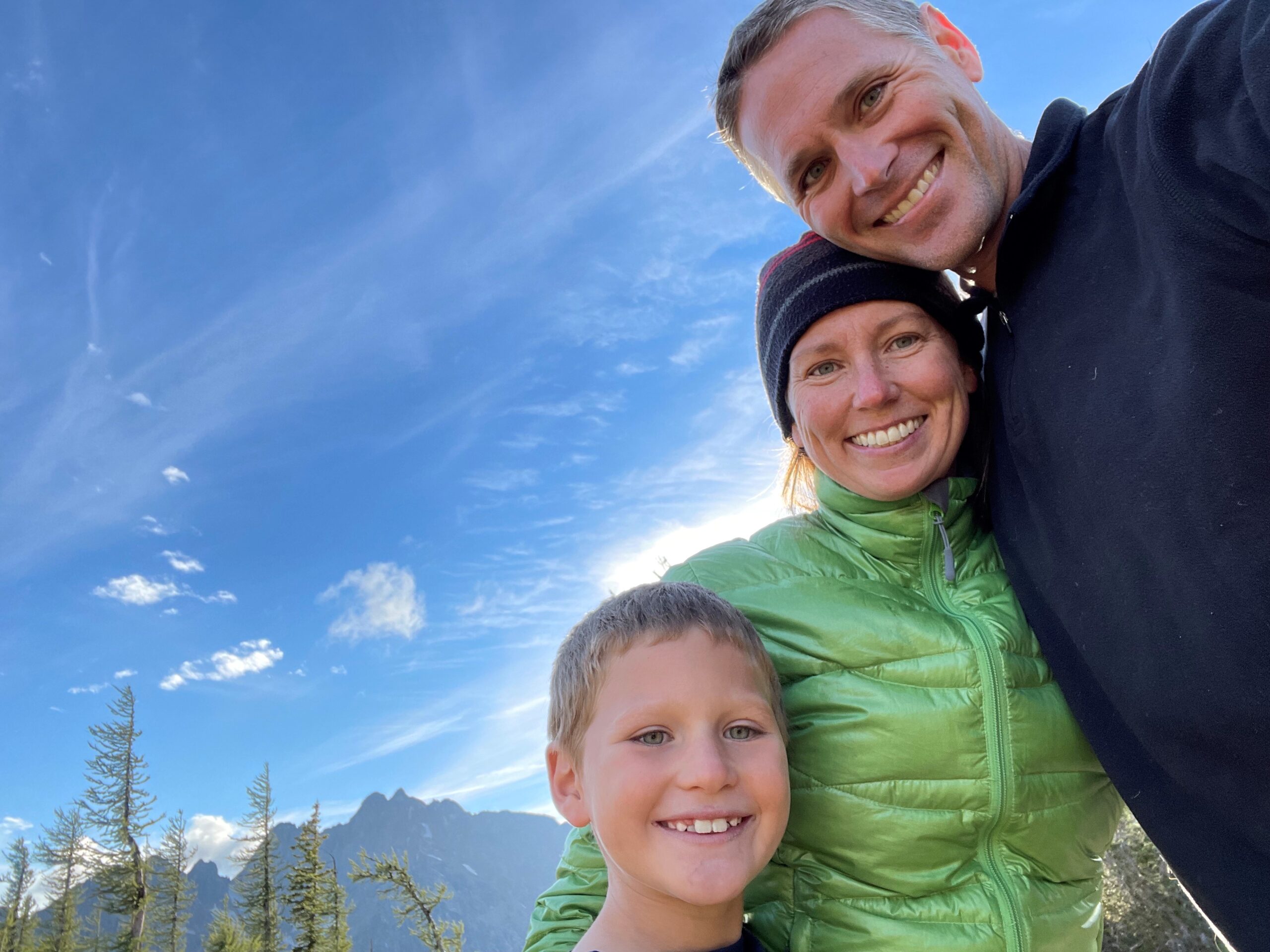 Cara Godwin pictured with her husband and son.