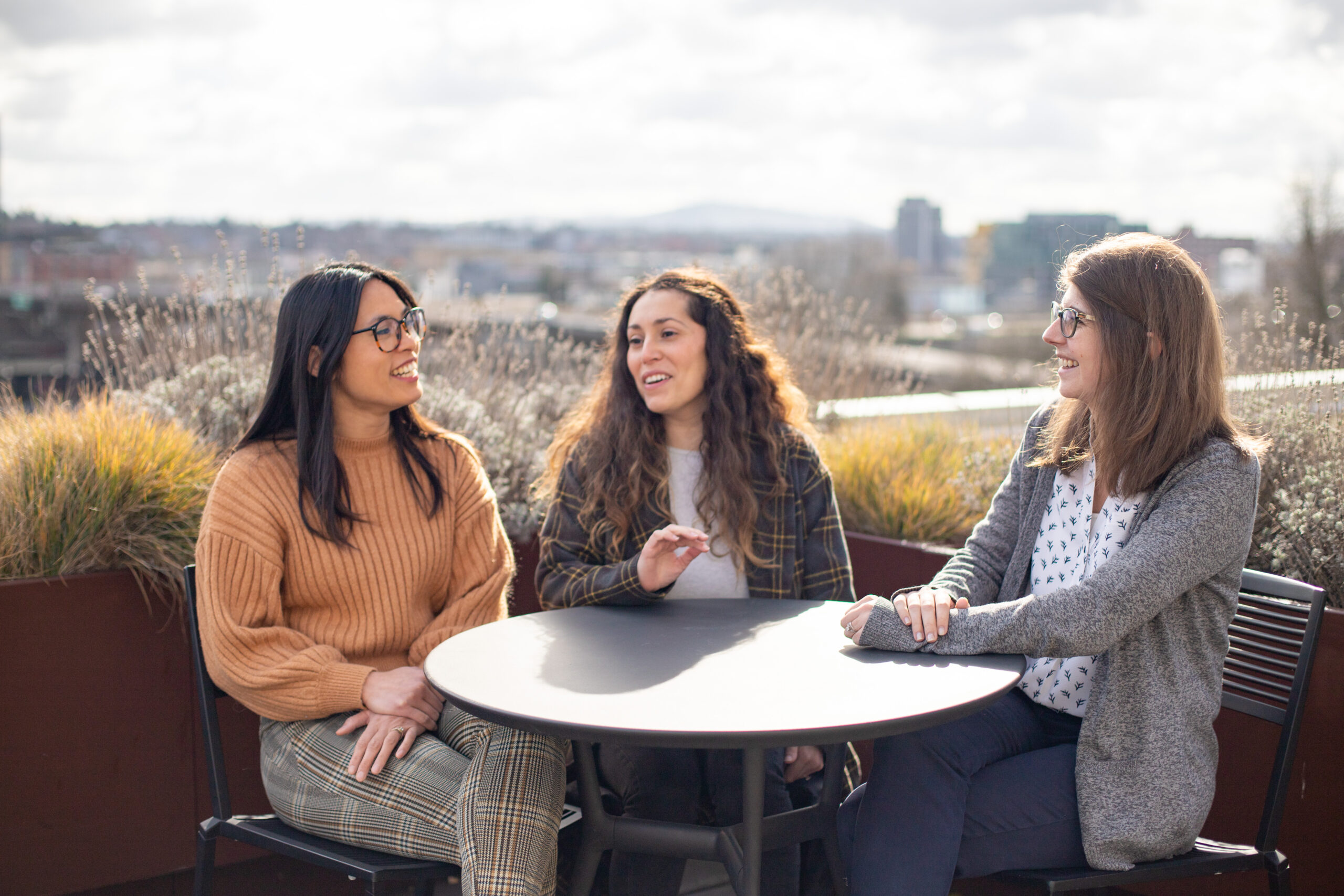 Amanda, Elisa + Stephanie on the PDX roof